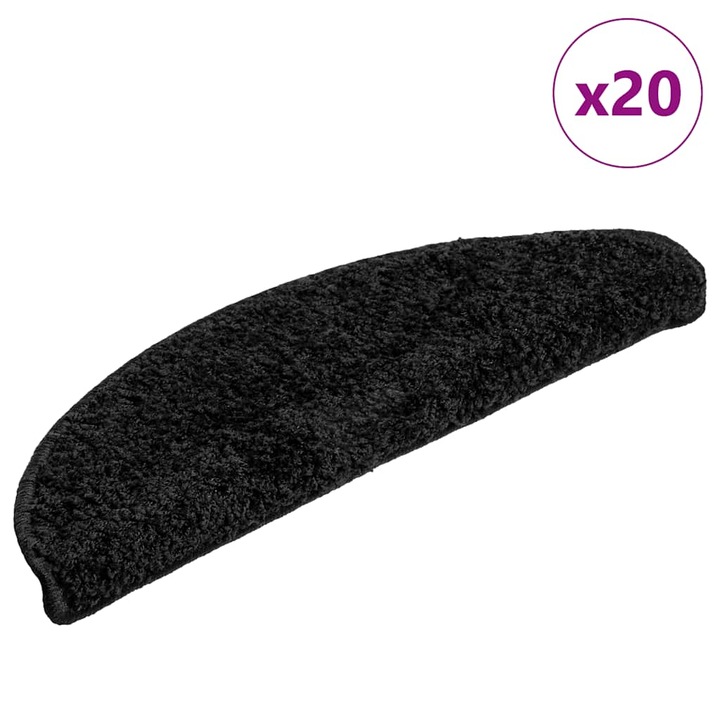 Covorase scara vidaXL, 20 buc, Negru, 56x17x3 cm, 3.5 Kg 3365838