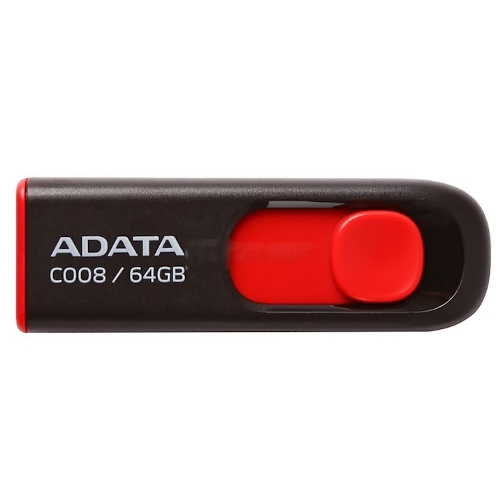 Memorie USB ADATA C008, 64GB, USB 2.0, Negru/Rosu