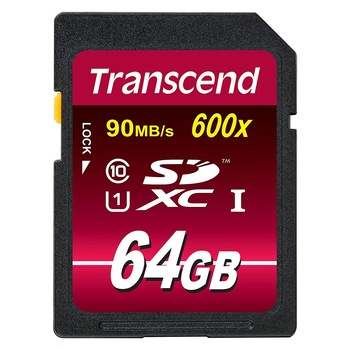 Card de memorie Transcend SDXC, 64GB, Class 10, UHS-I, 600x Card de memorie Transcend SDXC, 64GB, Class 10, UHS-I, 600x