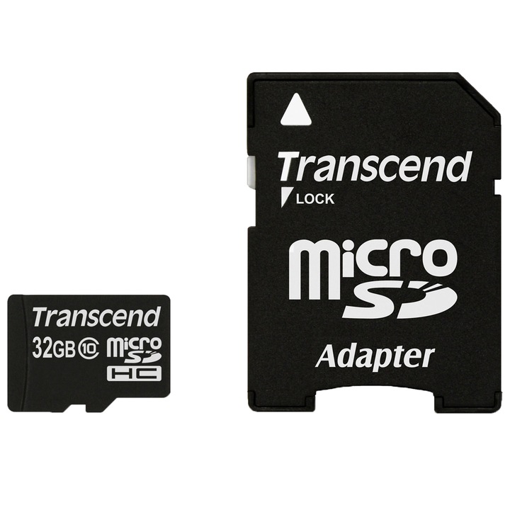 Card de memorie Transcend MicroSDHC, 32GB, Class 10 + adaptor SD