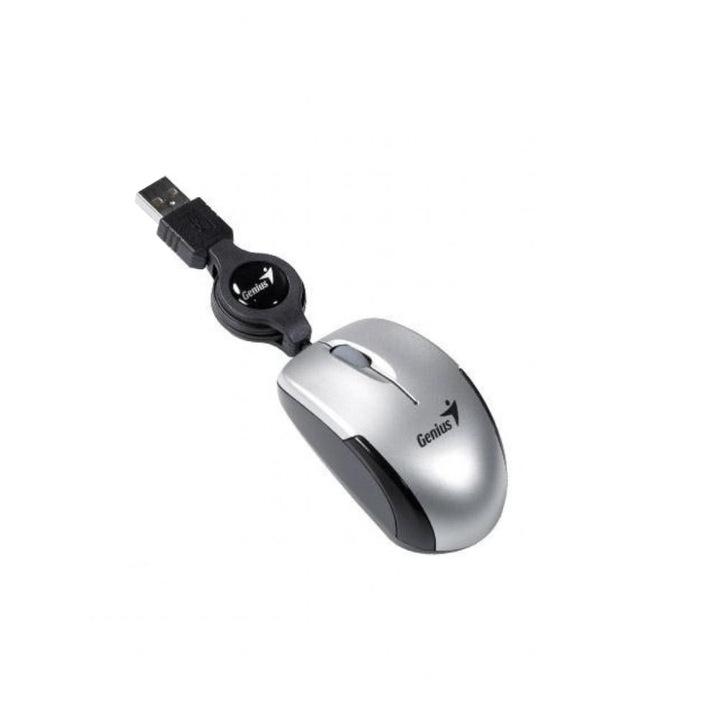 Mouse Genius MicroTraveler v2, USB, Argintiu