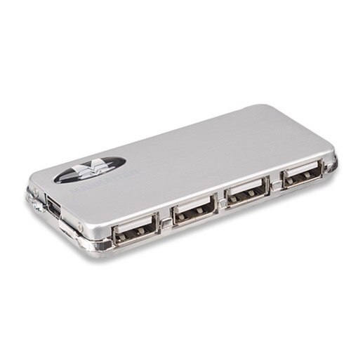 Hub USB Manhattan Hi-Speed, 4 porturi, USB 2.0, Argintiu