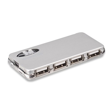 Hub USB Manhattan Hi-Speed, 4 porturi, USB 2.0, Argintiu Hub USB Manhattan Hi-Speed, 4 porturi, USB 2.0, Argintiu