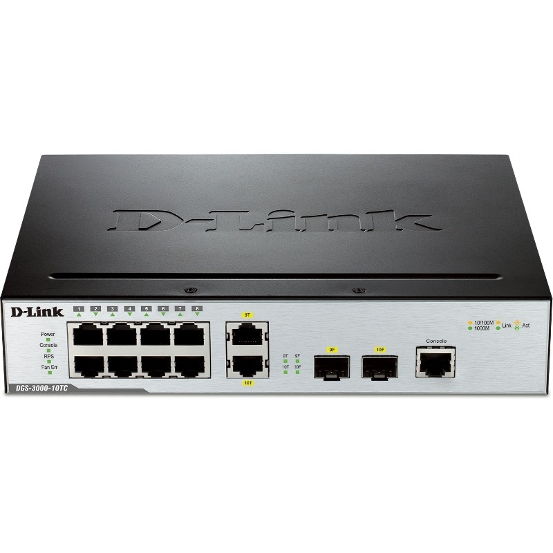 Switch D-Link DGS-3000-10TC, 8 x 10/100/1000Mbps