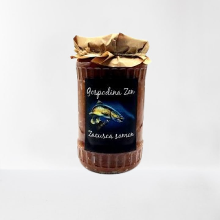 Zacusca somon Gospodina Zen, 300g, fara conservanti, fara E-uri, produs sterilizat