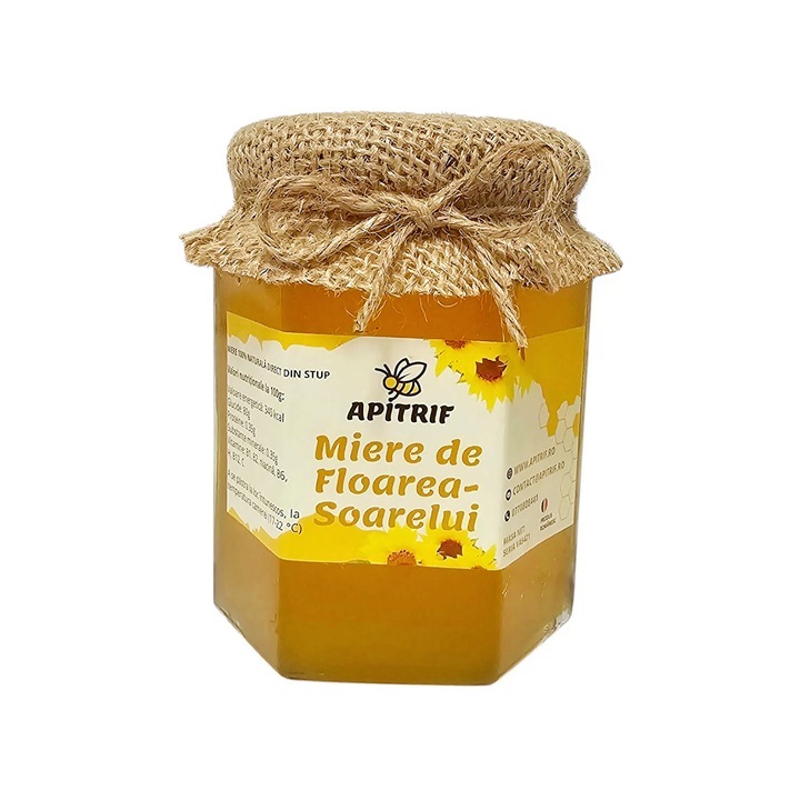 Miere de floare soarelui 370 g, Direct de la Producator .stupina Apitrif 100% naturala