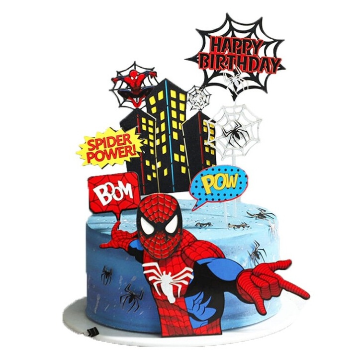 Decoratiuni tort, Spider-Man, accesorii petrecere, multicolor