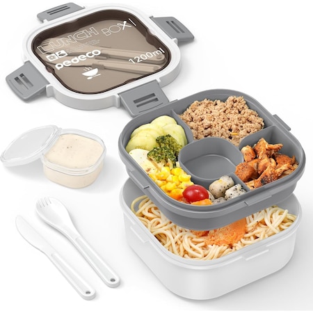 Recipient Castron Cutie pentru pranz integrata, cu un castron mare pentru salata si un ...