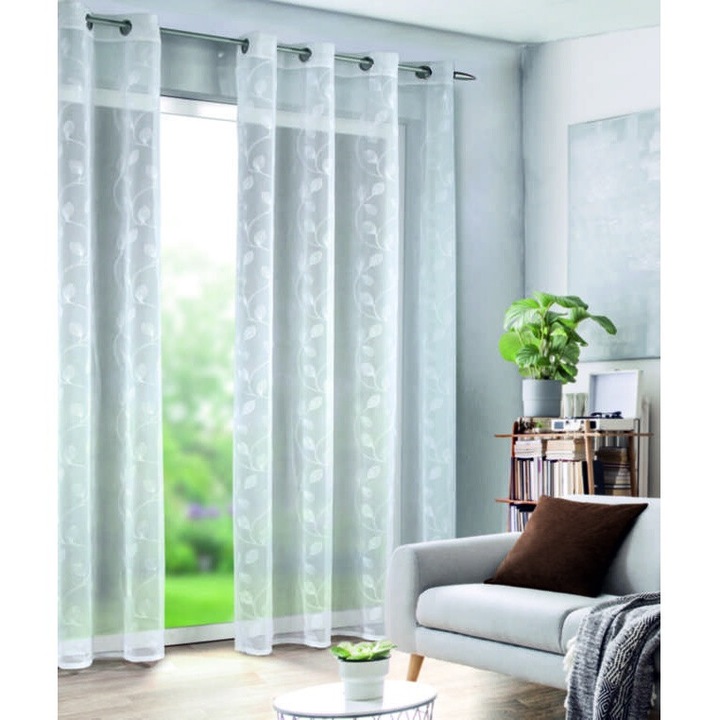 Перде с халки Sunpro Камилла, 135х280 см, бял