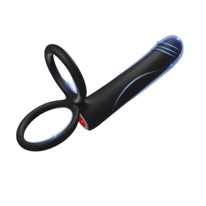 Inel penis cu vibrator, 3 in 1, Dildo anal, EXCITAT®, Bundle Dildo Butt Plug cu inel vibrator pentru penis, vibrator pentru penis masculin cu 10 modele de vibratii, Extrem de Silentios, dubla penetrare Fun Adult Sex Toys pentru barbati si cupluri, negru