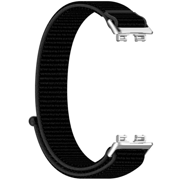 Curea compatibila cu Huawei Band 8 / Huawei Band 9 / Huawei Band 10, nylon, cleme metalice, Best Accessories, negru