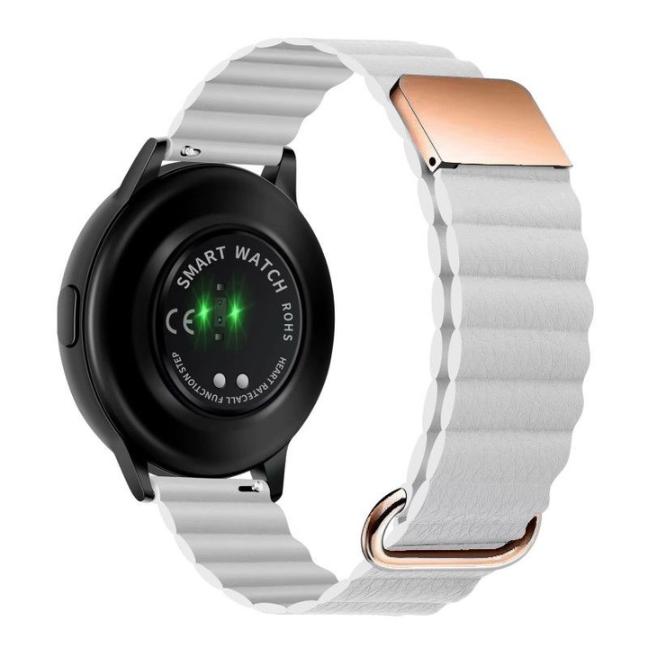 Curea din piele ecologica compatibila cu Huawei Watch GT4 41mm, GT5 41mm, GT5 Pro 42mm, GT 4 5, alb, 18mm