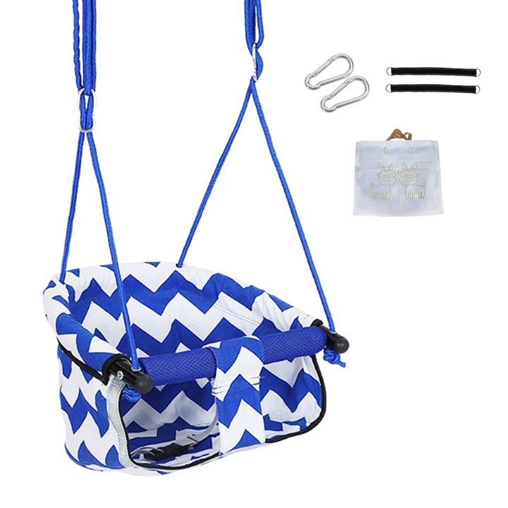 Детска люлка, Autocise, 35x35x29см, синя, с колан за безопасност