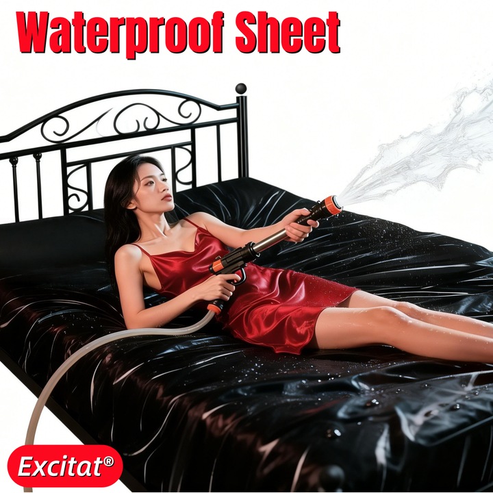 Set BDSM, EXCITAT®, Foaie impermeabila supradimensionata, Protector de saltea gros rezistent la umezeala, PVC, Anti-alunecare, reutilizabil, Sm Props pentru patul cuplului Extended Wet Play, Utilizare in aer liber (2x2.1m), Negru