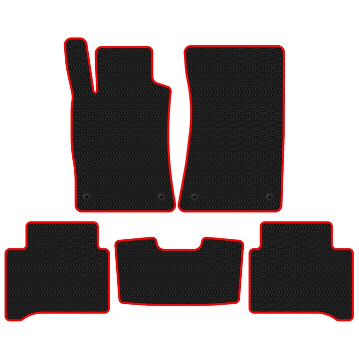 Set Covorase Auto dedicate Mercedes-Benz W211 III E-Class (2002-2009) Combi all seasons perfect compatibile, 5 piese, Rosu / Negru