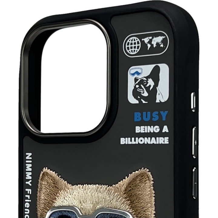 Husa Nimmy Cool&Cute 2.0 Dog pentru iPhone 16 Pro Max, negru