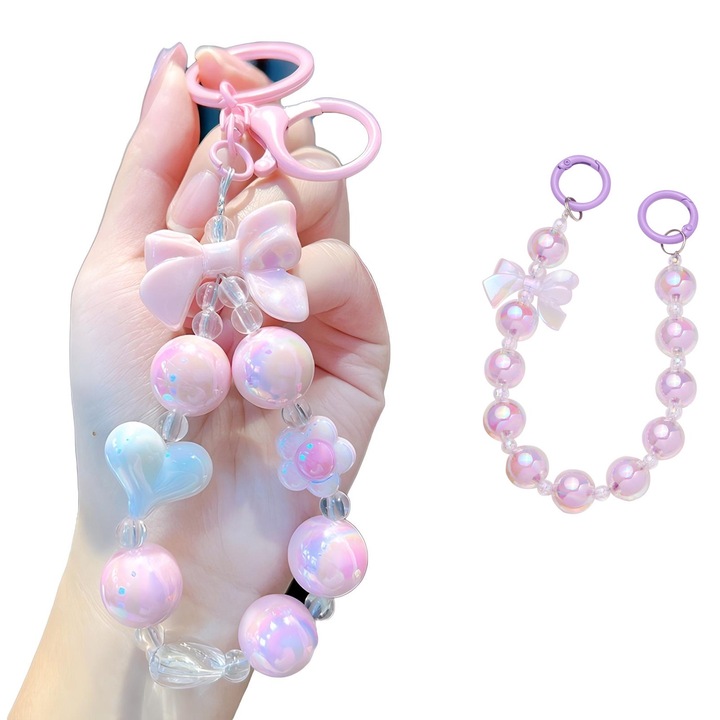 2 db női gyöngy karkötő csomag, 7,5x1,2 hüvelyk, elasztikus karkötő, rózsaszín