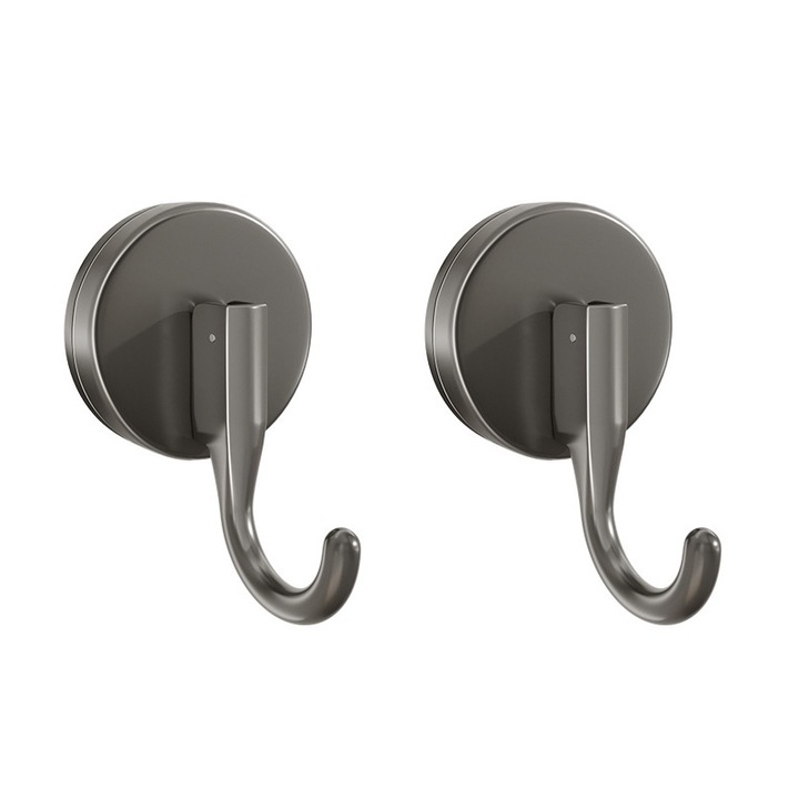 Set 2 agatatori prosoape, Carlig cu ventuza,, Fara forare, Carlig pentru prosoape de baie rezistent la apa, gri
