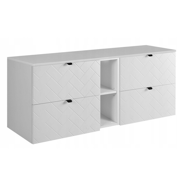 Dulap De Baie, Rodan, Trend, Suspendat, Soft Close, Dulap - 46x140x60.7cm, Blat - 46x140.6x1.6 cm, Raft - 42.2x60.7x20cm, Alb