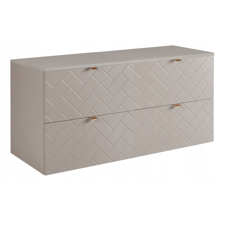 Dulap de baie, RODAN, Trend, Cashmere, Suspendat, Soft Close, Dulap - 46cm x 120cm x 60.7cm, Blat - 46cm x 120.6cm x 1.6 cm, Bej