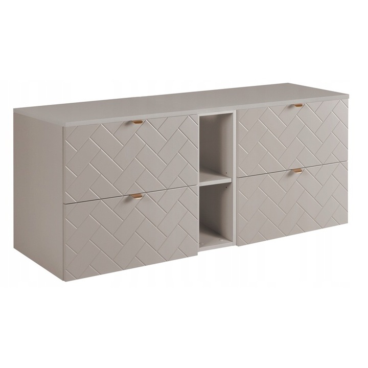 Dulap De Baie, Rodan, Trend, Casmir, Suspendat, Soft Close, Dulap - 46x120x60.7cm, Blat - 46x140.6x1.6 cm, Raft - 44.2x60.7x20cm, Bej