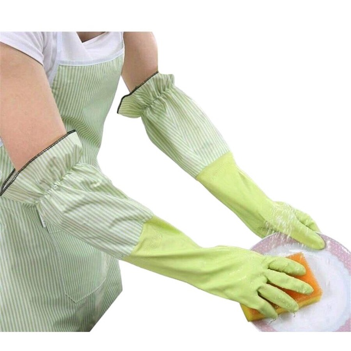 Manusi de spalat vase calde: Manusi de iarna, captusite cu flanel, potrivite pentru utilizarea in bucatarie, se poate spala cu mainile, rezistente la apa, fara plumb PVC Material-albastru