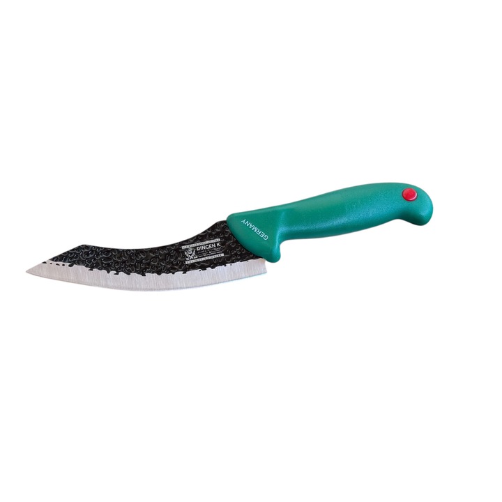 Cutit Profesional Tip Satar, Lama Curbata de 16 cm, Otel German, Maner Verde