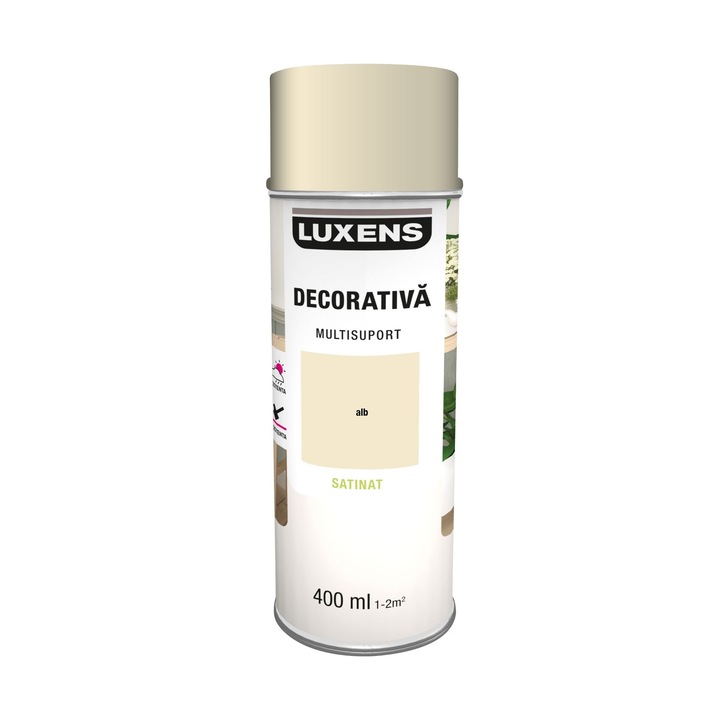 Спрей боя Luxens, декоративна, стридено бяла, сатенирана, 400 мл