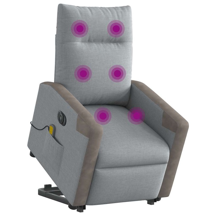 vidaXL elektromos masszázsfotel, dönthető, emelőfunkcióval, sötétszürke, textil