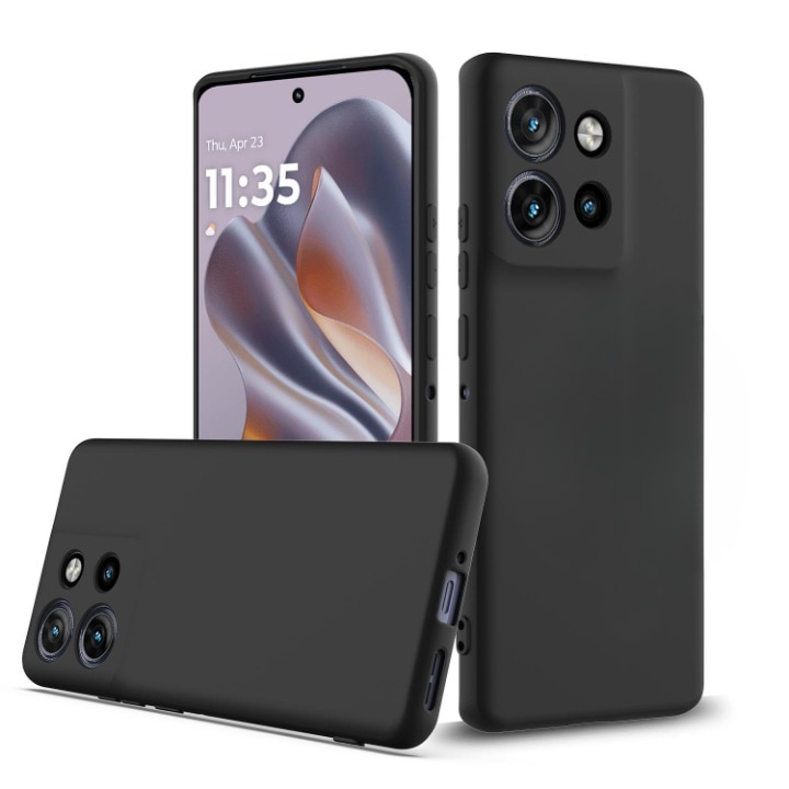Husa pentru Motorola Edge 50 Neo, Silicon Premium Catifelat, Protectie Camere, Negru