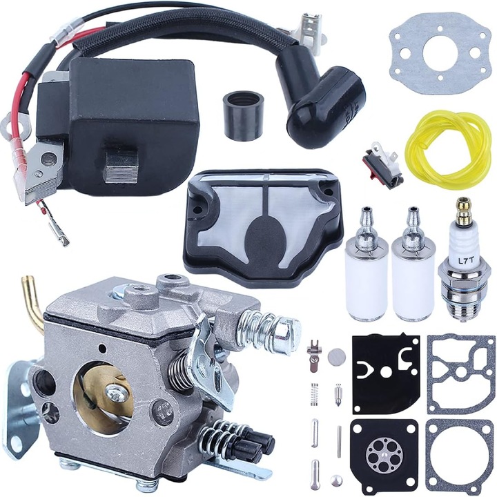 Carburator cu kit de inlocuire, TopGearWorld®, Compatibil cu Husqvarna 36 41 136 137 141 142 Motofera Inlocuieste WT-834