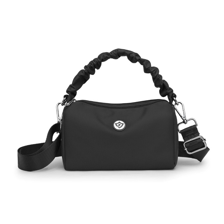 Geanta dama JIELSHI, capacitate mare, 2 fermoare, impermeabila, neagra, 21x11x12cm