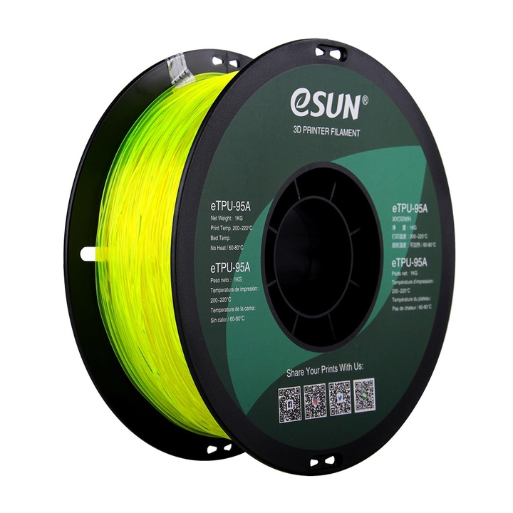 Filament eSUN eTPU-95A 1.75 Transparent Yellow 1Kg