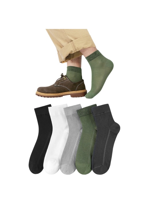 Set 5 perechi sosete barbati, cu plasa, AllizBan®, pentru vara, poliester, marimea 40-46, Multicolor