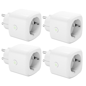 Prize inteligente, HBN, 2.4 GHz, cu Wi-Fi, monitorizare energie consumata, comenzi vocale, compatibil Android/iOS, Amazon, Alexa si Google Home, set de 4, Alb
