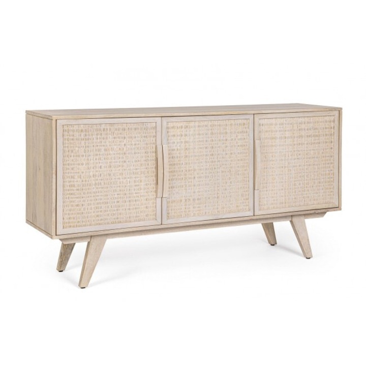 Скрин от естествено дърво манго ратан 3 врати Sahana 155x40x80 см