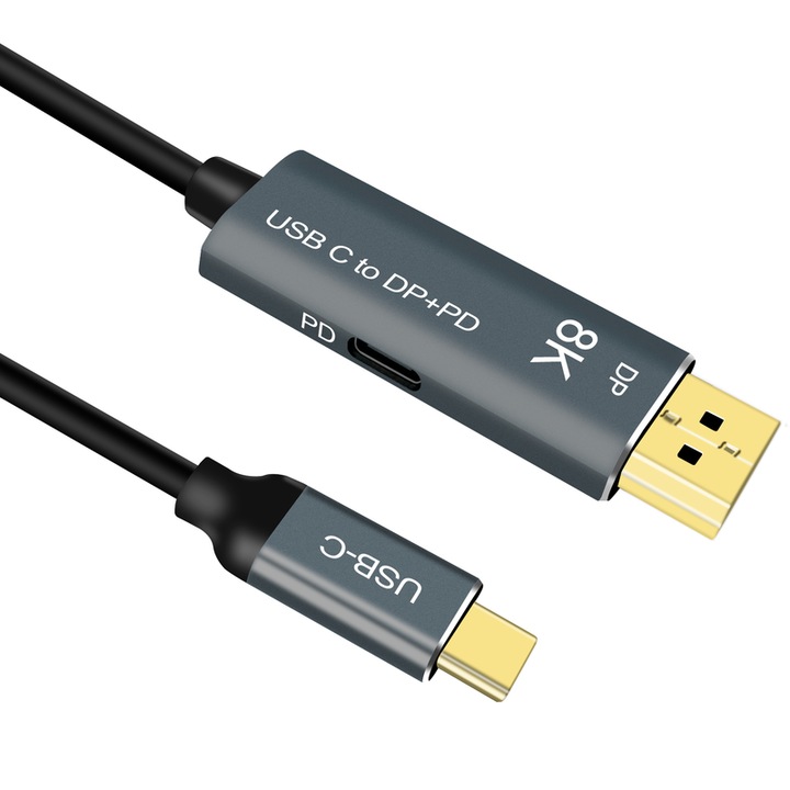 USB C към DisplayPort кабел 2m, PAKLIMCN, 100W PD, 8K@60Hz, съвместим с MacBook Pro, iPad Pro