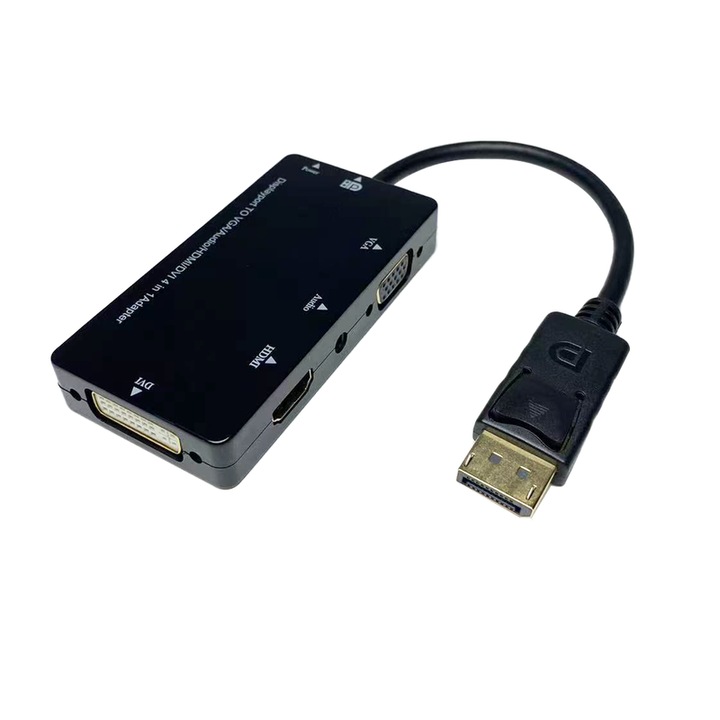 Adaptor DP PAKLIMCN, 4 in 1, suport 4K, iesire audio, negru
