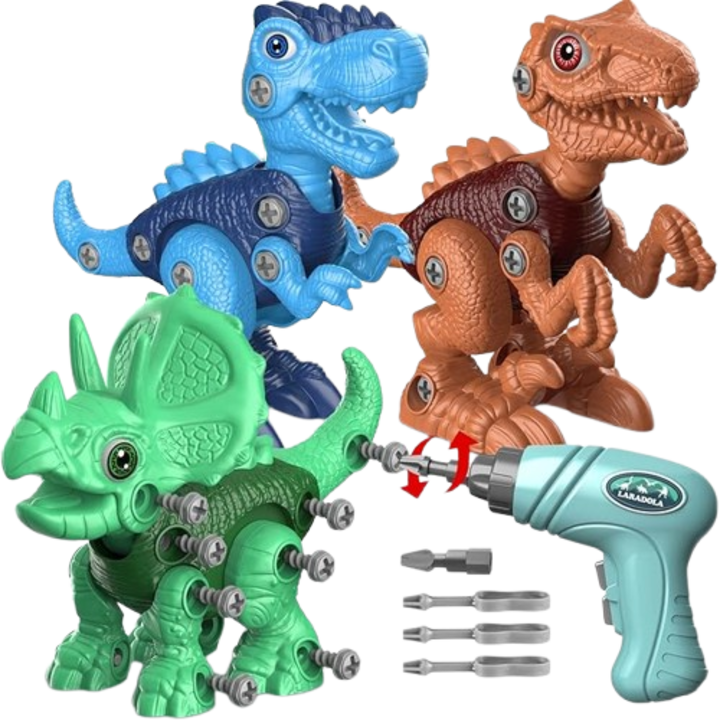 Jucarie interactiva, BFY, set de jucarii cu dinozauri, multicolor, 3-8 ani, include bormasina electrica