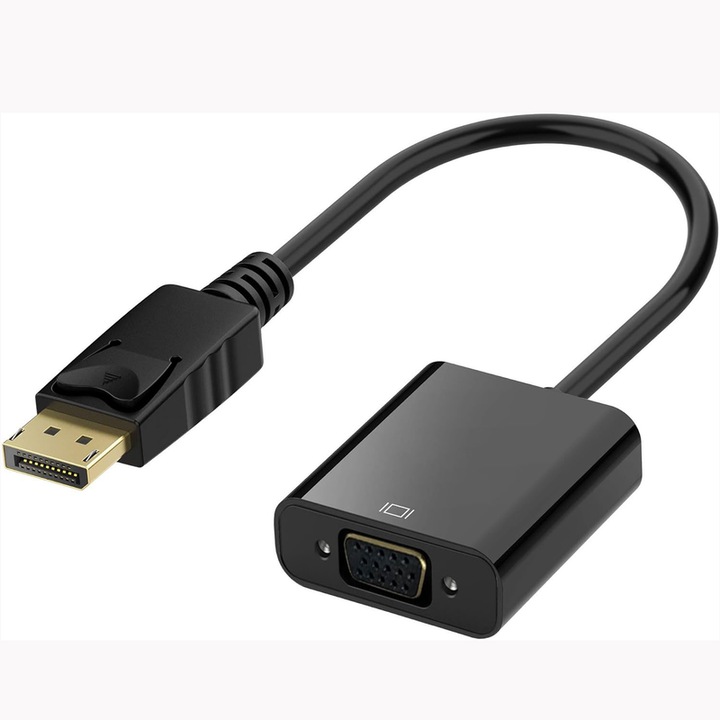 DisplayPort към VGA адаптер, PAKLIMCN, 1920x1080, компактен, защитена връзка