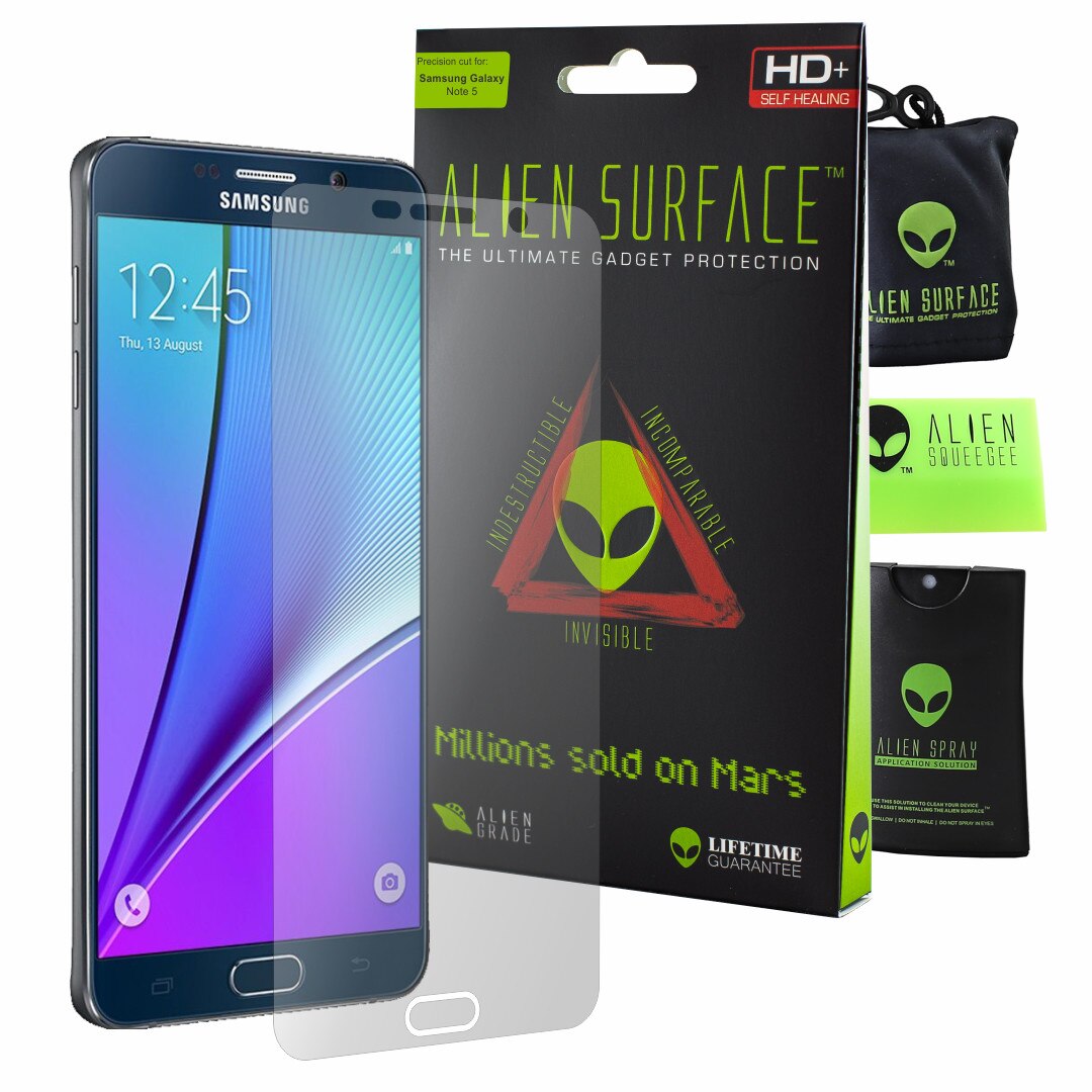 Folie Alien Surface HD, Samsung Galaxy Note 5, protectie ecran + Alien Fiber cadou