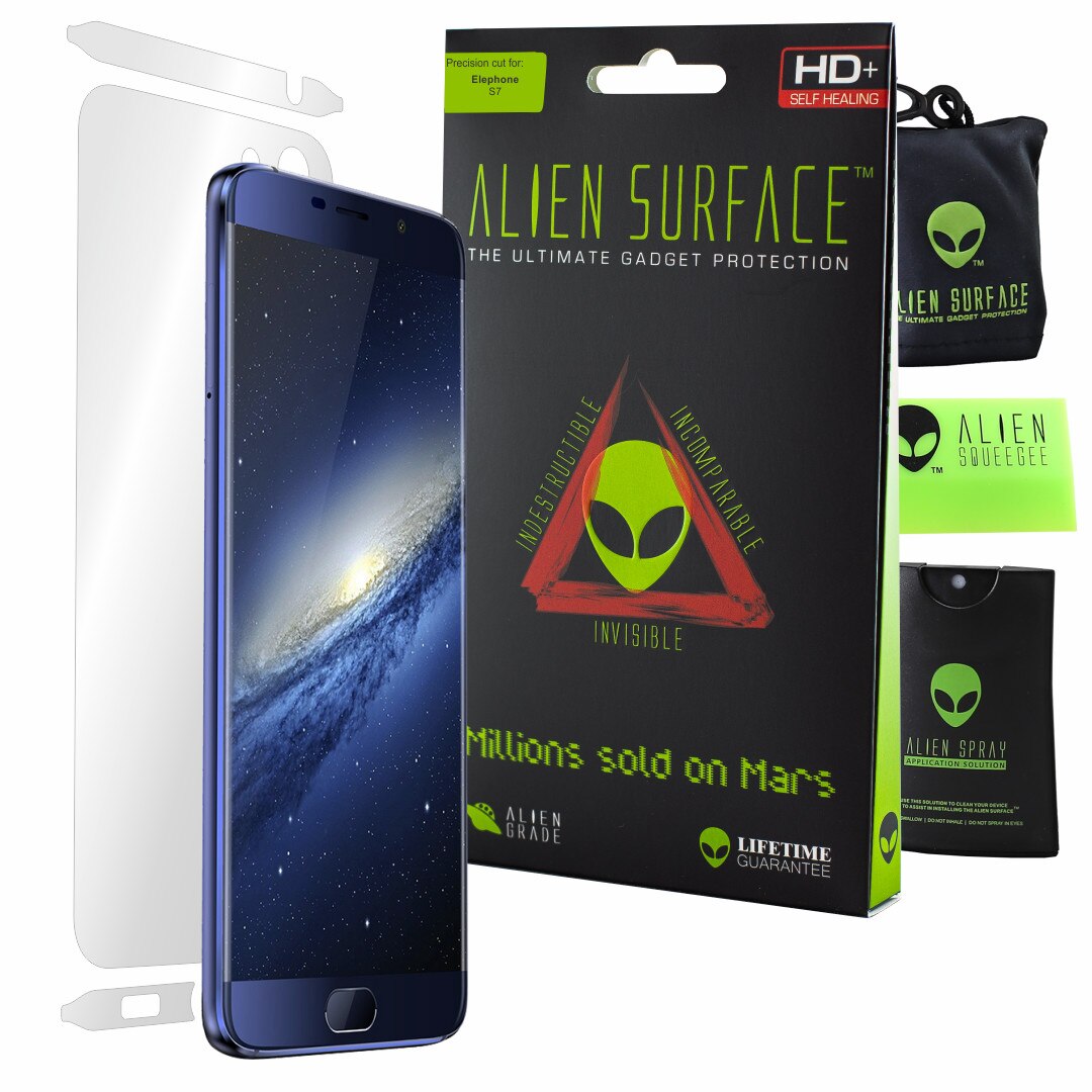Folie Alien Surface HD, Elephone S7, protectie spate, laterale + Alien Fiber cadou