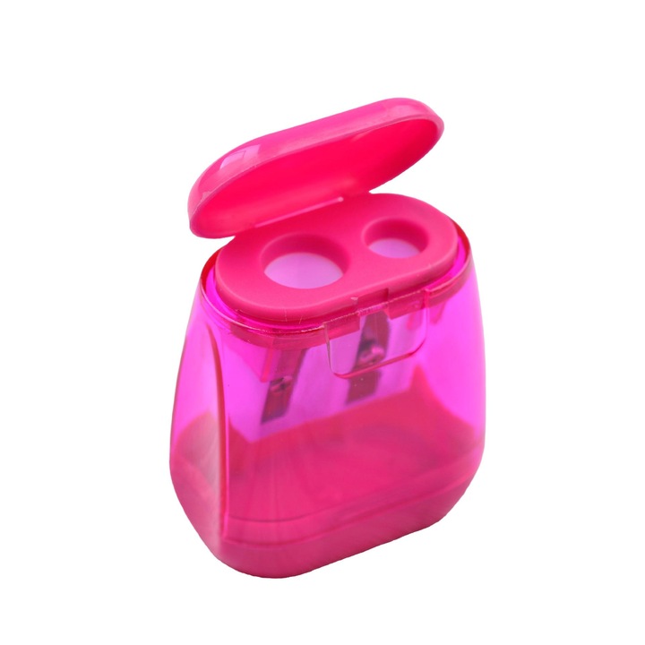 Rózsaszín ceruzahegyező iskolába, osztályterembe, irodába, műanyagból