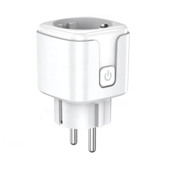Интелигентен контакт GAVIO G16 WiFi, Мобилно приложение Tuya/SmartLife, 16A, 4400W, Програмиране на захранването, Мониторинг на консумацията, Гласово управление, Съвместим с Amazon Alexa/Google Home, Бял