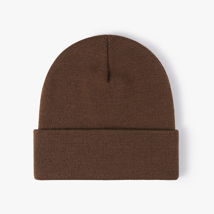 Шапка унисекс, плетена, топла, 54 - 62 см, кафява