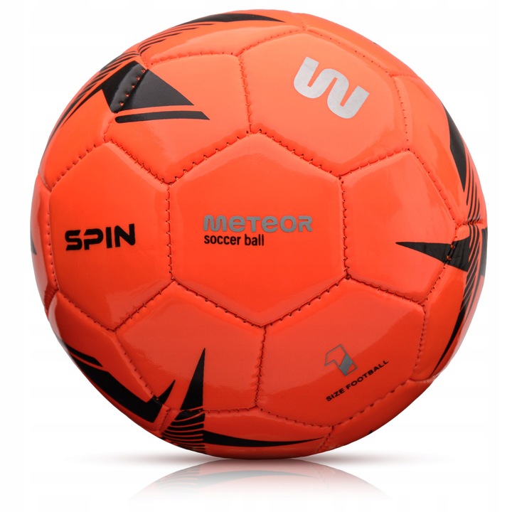 Minge Fotbal, Meteor, Spin 5, Tehnici Adecvate, Aderenta Optima, Mai Multe Dimensiuni, PVC/Latex, Portocaliu