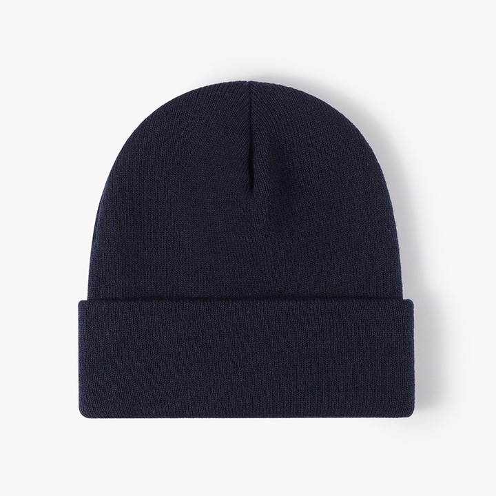 Унисекс топла плетена шапка 54-62см тъмно синя