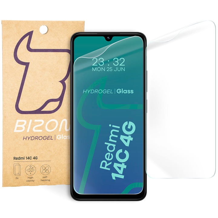 2x fólia Készlet Bizon Glass Hydrogel Screen kompatibilis Xiaomi Redmi 14C / POCO C75, átlátszó