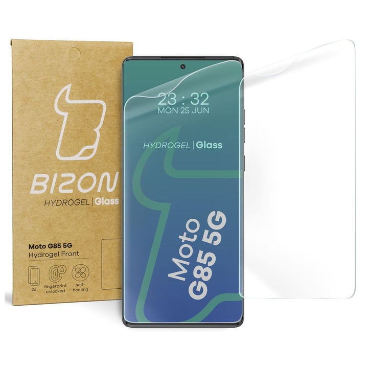 2x fólia Készlet Bizon Glass Hydrogel Screen kompatibilis Motorola Moto G85, átlátszó