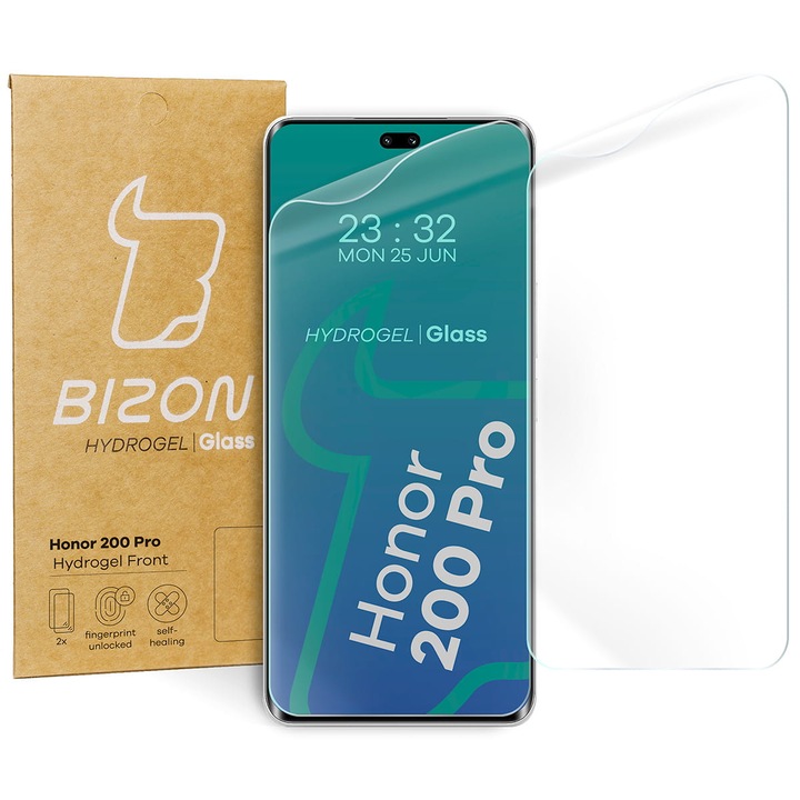 2x fólia Készlet Bizon Glass Hydrogel Screen kompatibilis Honor 200 Pro, átlátszó